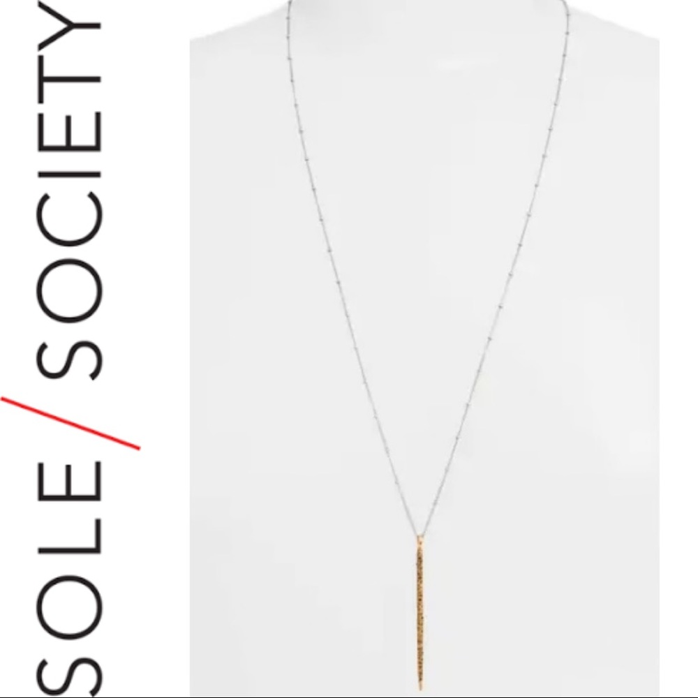 Sole Society Long Hang Champagne Crystal Nexklace